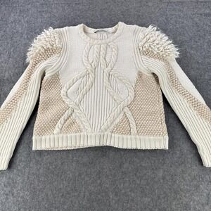 & Other Stories Sweater Womens Large Cream Beige Chunky Cable Knit Wool Blend